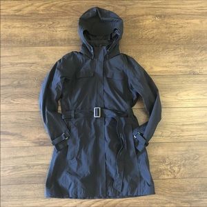 REI Gray Nylon Waterproof TRENCH RAIN JACKET Long Belted Hiking Coat Women's S